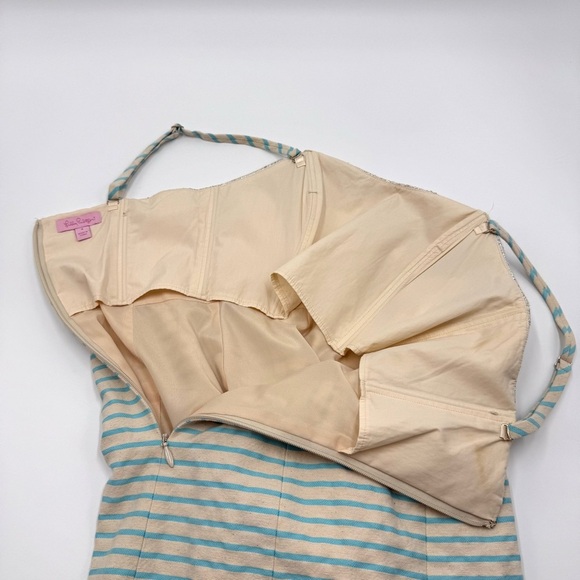 Lilly Pulitzer Women Remi Dress Blue Horizon Bayview Stripe 4 Metallic Strapless - Picture 14 of 16